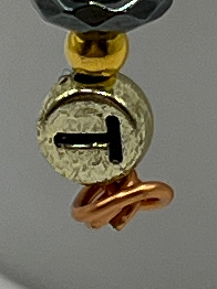 Letter  “T” Beaded Wire Keychain(Ring)/Purse Charm/Bag Charm Kel's Lampworked Glass Jewellery & More
