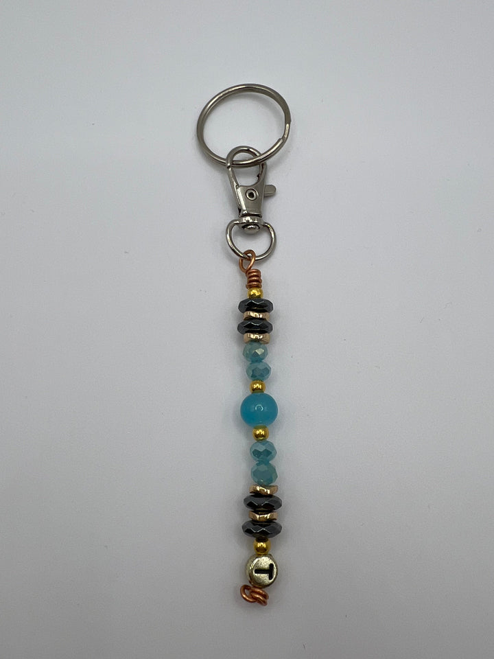 Letter  “T” Beaded Wire Keychain(Ring)/Purse Charm/Bag Charm Kel's Lampworked Glass Jewellery & More