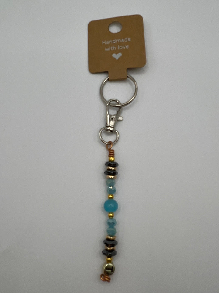 Letter  “T” Beaded Wire Keychain(Ring)/Purse Charm/Bag Charm Kel's Lampworked Glass Jewellery & More