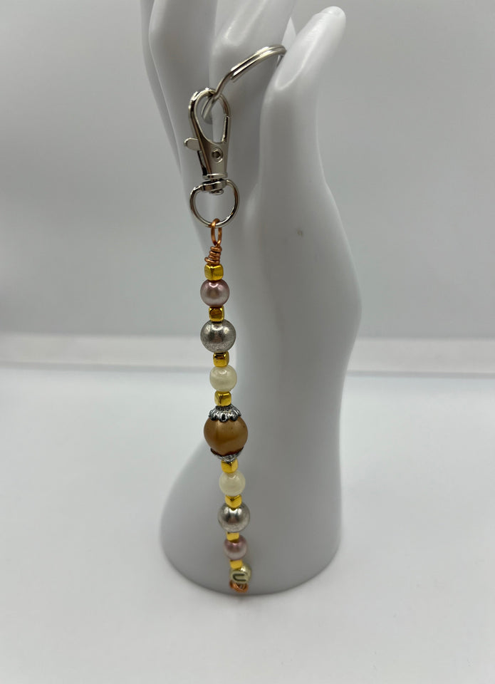 Letter  “U” Beaded Wire Keychain(Ring)/Purse Charm/Bag Charm Kel's Lampworked Glass Jewellery & More