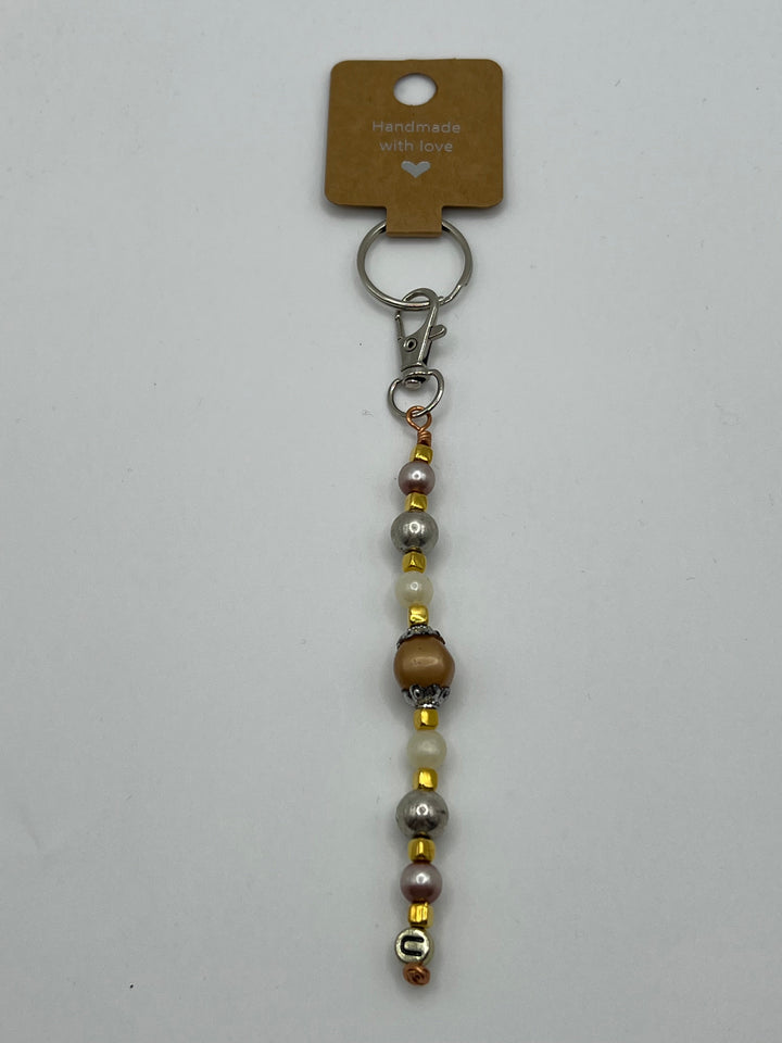 Letter  “U” Beaded Wire Keychain(Ring)/Purse Charm/Bag Charm Kel's Lampworked Glass Jewellery & More