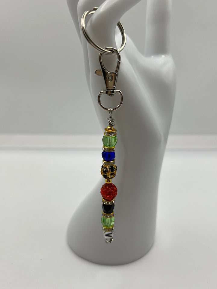 Letter  “V” Beaded Wire Keychain(Ring)/Purse Charm/Bag Charm Kel's Lampworked Glass Jewellery & More