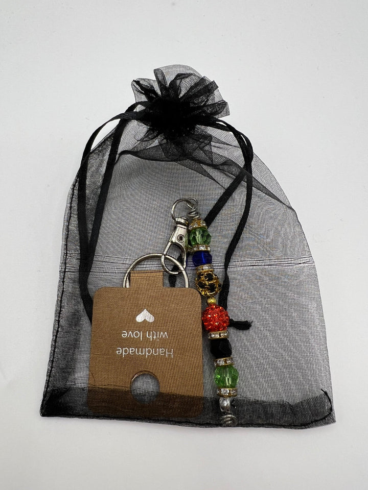 Letter  “V” Beaded Wire Keychain(Ring)/Purse Charm/Bag Charm Kel's Lampworked Glass Jewellery & More