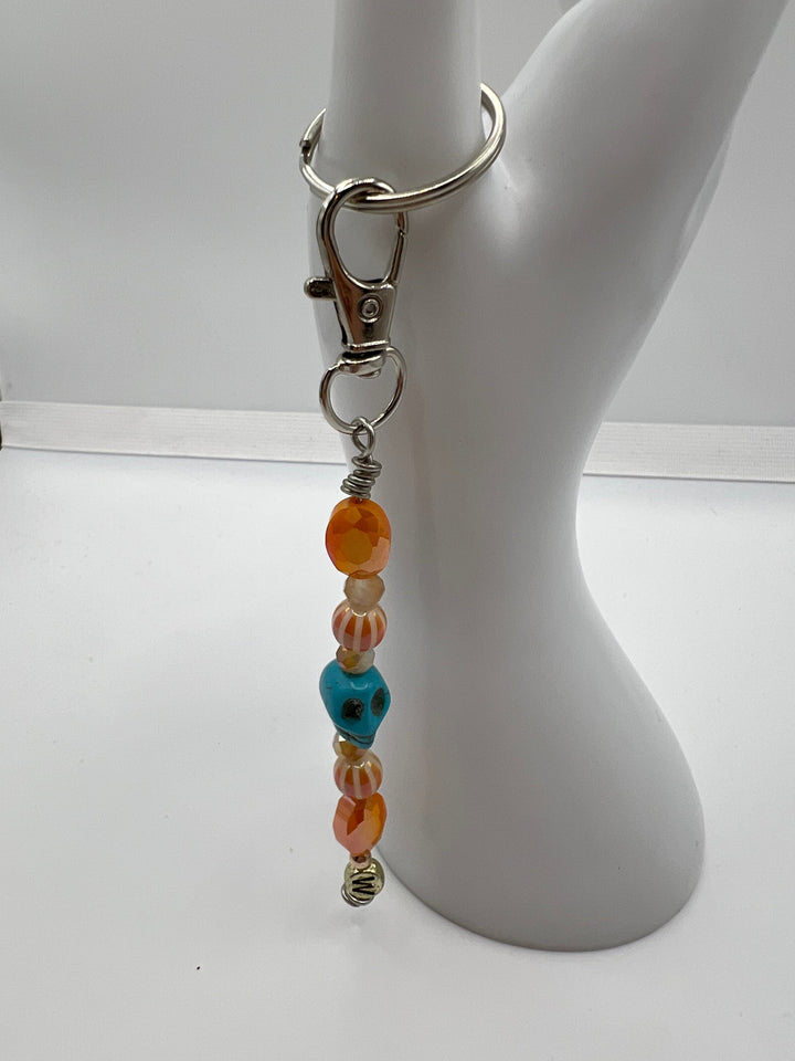 Letter  “W” Beaded Wire Keychain(Ring)/Purse Charm/Bag Charm Kel's Lampworked Glass Jewellery & More