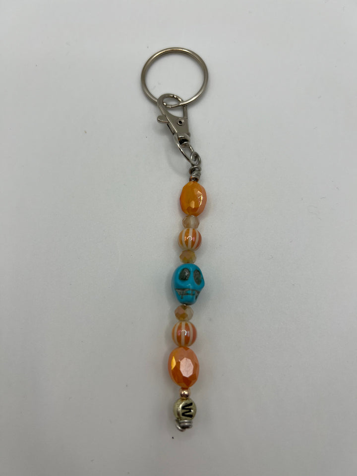 Letter  “W” Beaded Wire Keychain(Ring)/Purse Charm/Bag Charm Kel's Lampworked Glass Jewellery & More
