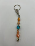 Letter  “W” Beaded Wire Keychain(Ring)/Purse Charm/Bag Charm Kel's Lampworked Glass Jewellery & More