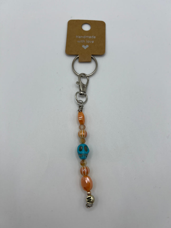 Letter  “W” Beaded Wire Keychain(Ring)/Purse Charm/Bag Charm Kel's Lampworked Glass Jewellery & More