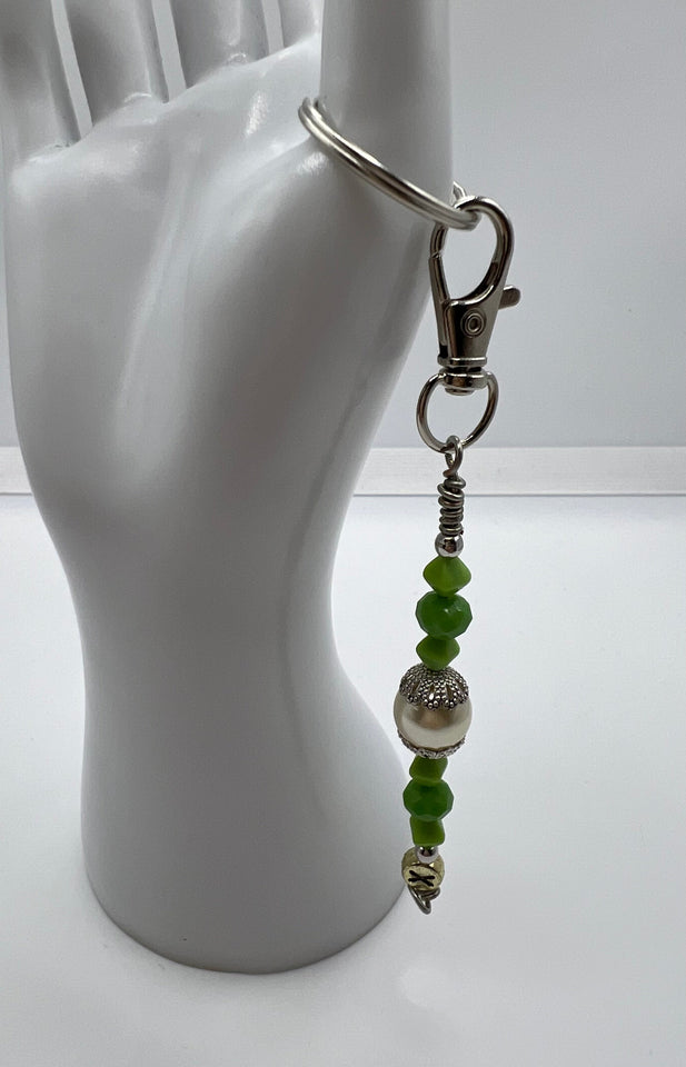 Letter  “X” Beaded Wire Keychain(Ring)/Purse Charm/Bag Charm Kel's Lampworked Glass Jewellery & More