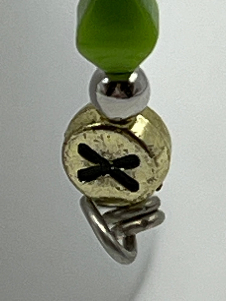Letter  “X” Beaded Wire Keychain(Ring)/Purse Charm/Bag Charm Kel's Lampworked Glass Jewellery & More