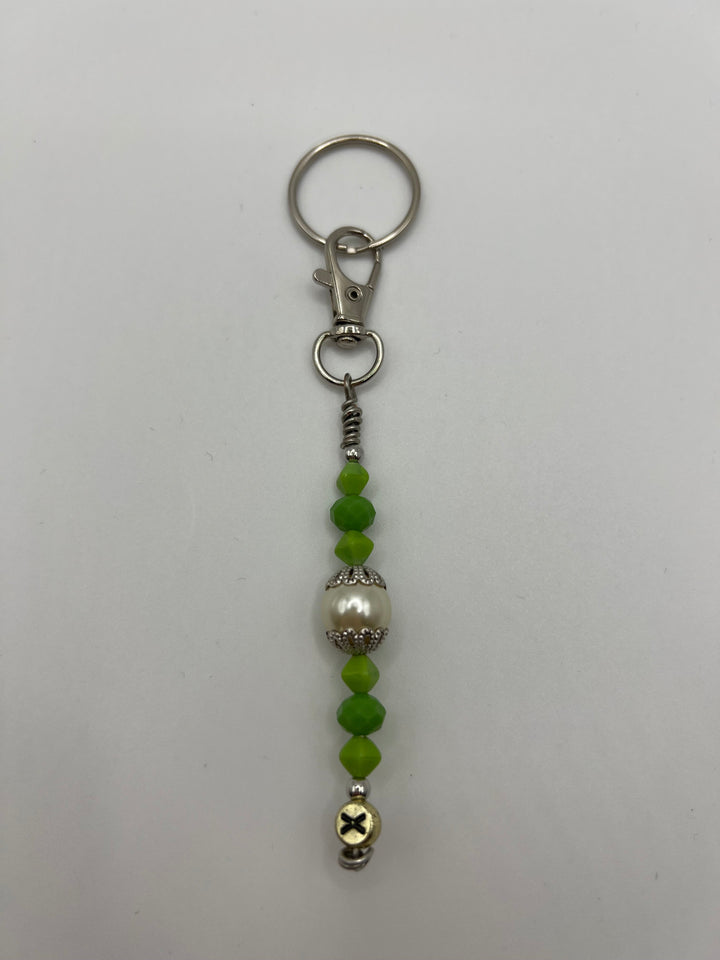 Letter  “X” Beaded Wire Keychain(Ring)/Purse Charm/Bag Charm Kel's Lampworked Glass Jewellery & More