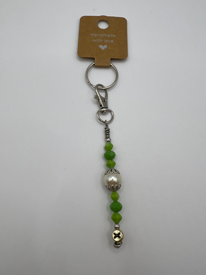 Letter  “X” Beaded Wire Keychain(Ring)/Purse Charm/Bag Charm Kel's Lampworked Glass Jewellery & More