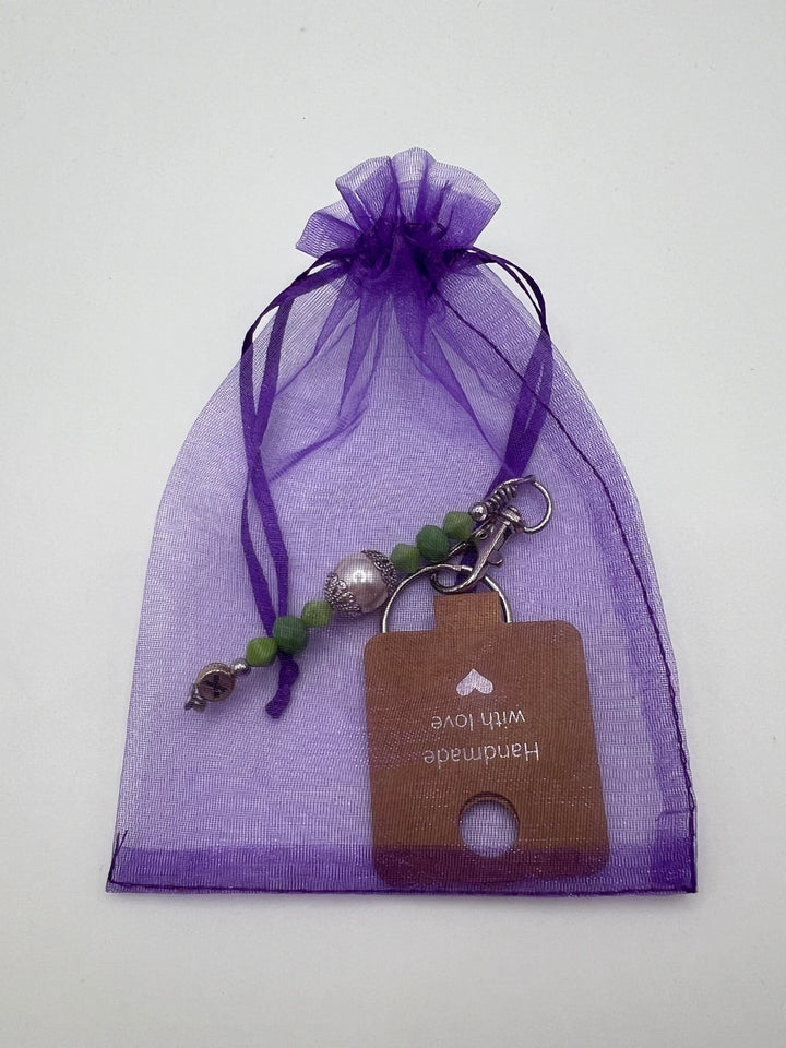 Letter  “X” Beaded Wire Keychain(Ring)/Purse Charm/Bag Charm Kel's Lampworked Glass Jewellery & More