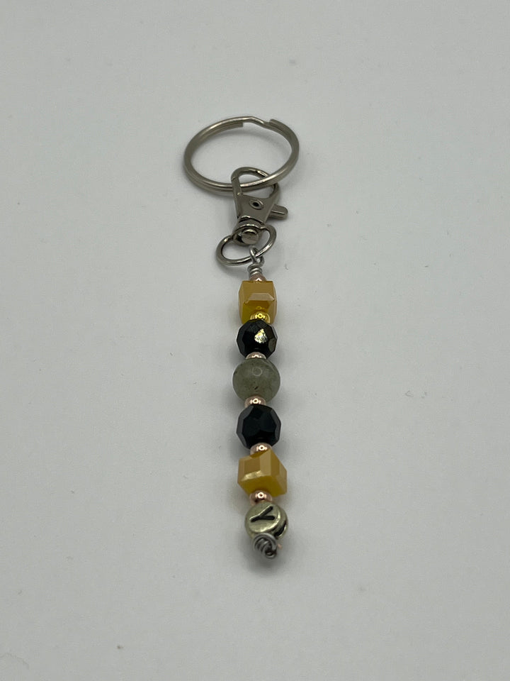 Letter  “Y” Beaded Wire Keychain(Ring)/Purse Charm/Bag Charm Kel's Lampworked Glass Jewellery & More