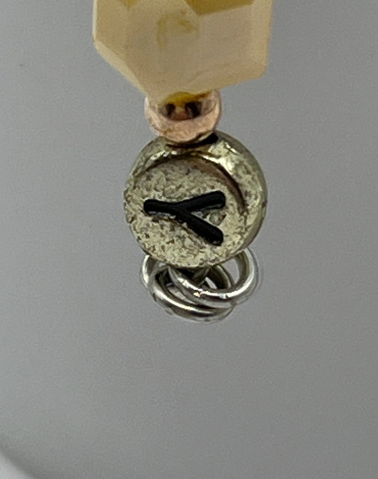 Letter  “Y” Beaded Wire Keychain(Ring)/Purse Charm/Bag Charm Kel's Lampworked Glass Jewellery & More