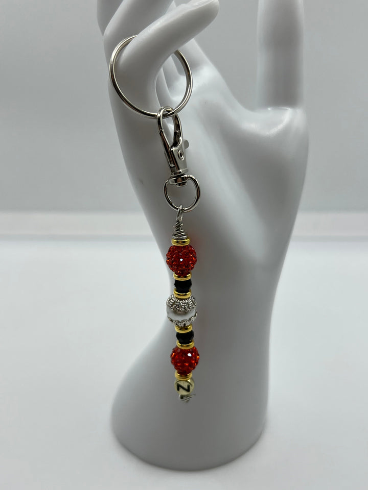 Letter  “Z” Beaded Wire Keychain(Ring)/Purse Charm/Bag Charm Kel's Lampworked Glass Jewellery & More