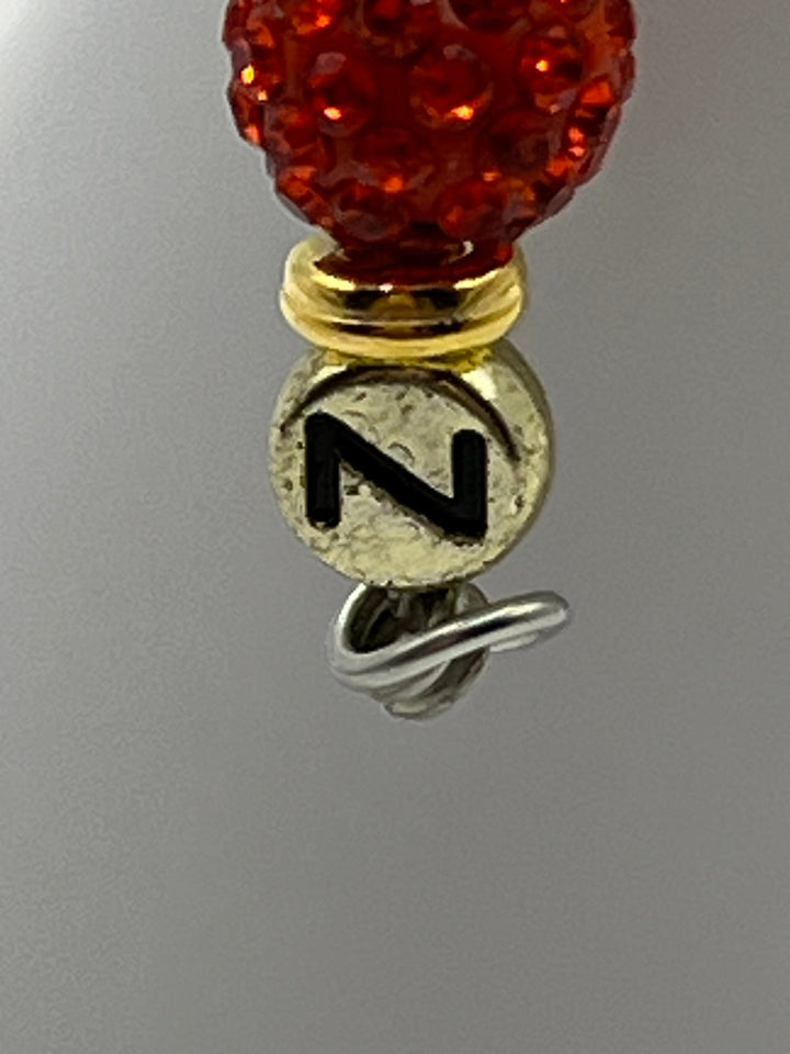 Letter  “Z” Beaded Wire Keychain(Ring)/Purse Charm/Bag Charm Kel's Lampworked Glass Jewellery & More