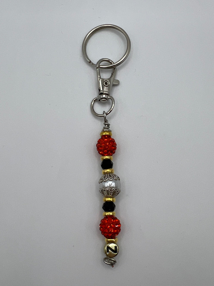 Letter  “Z” Beaded Wire Keychain(Ring)/Purse Charm/Bag Charm Kel's Lampworked Glass Jewellery & More