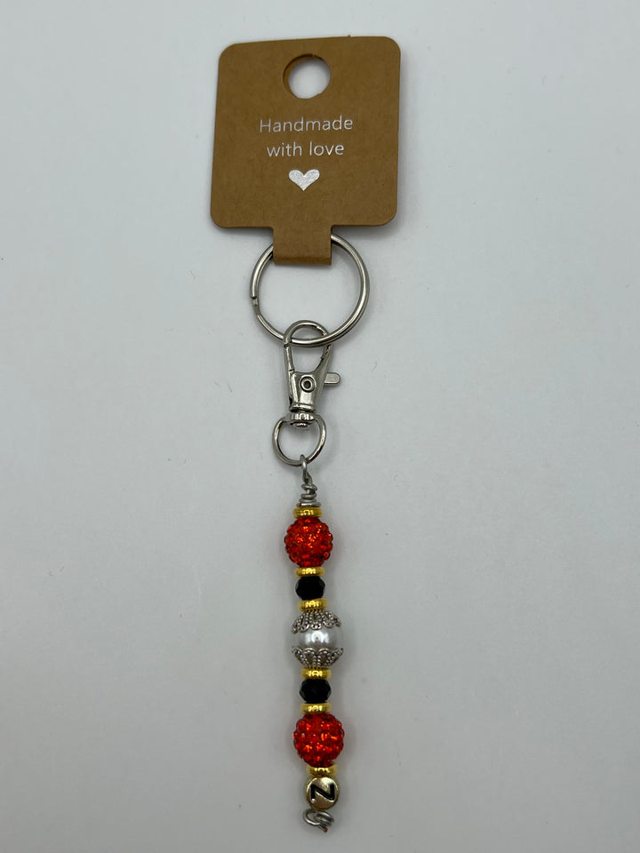 Letter  “Z” Beaded Wire Keychain(Ring)/Purse Charm/Bag Charm Kel's Lampworked Glass Jewellery & More