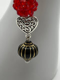 Beaded Love Heart Link Pumpkin Dangle Keychain(Ring)/Purse Charm/Bag Charm Kel's Lampworked Glass Jewellery & More