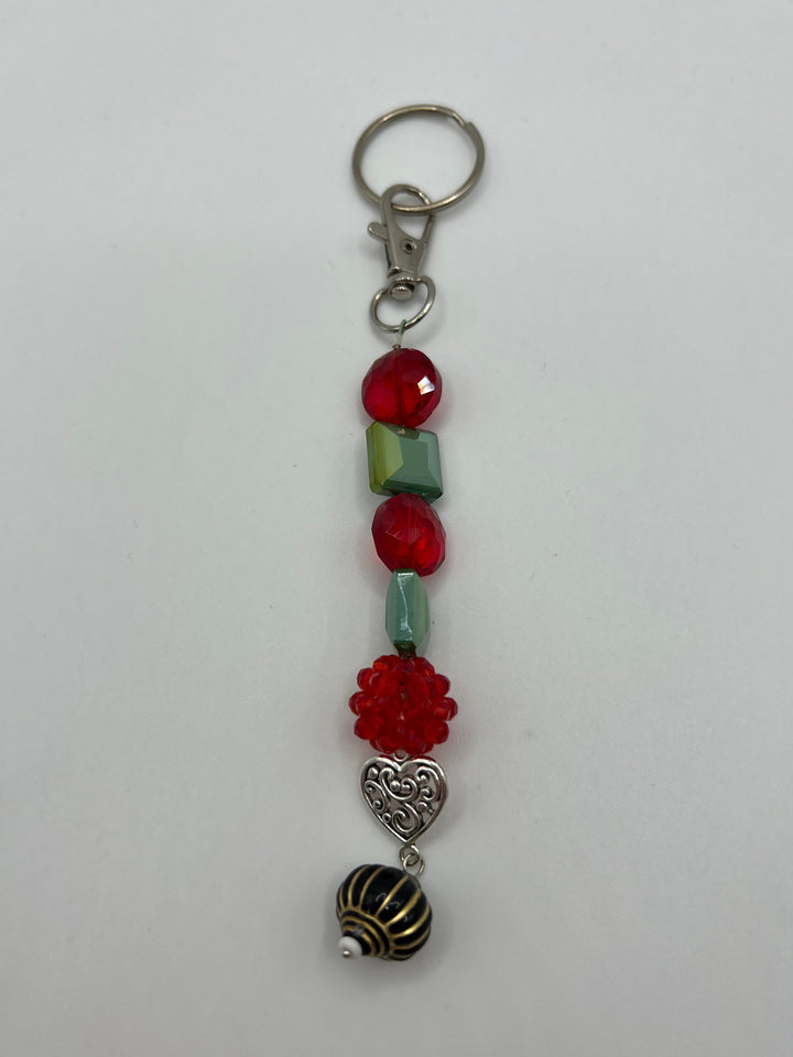 Beaded Love Heart Link Pumpkin Dangle Keychain(Ring)/Purse Charm/Bag Charm Kel's Lampworked Glass Jewellery & More