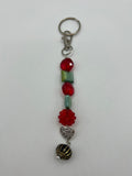 Beaded Love Heart Link Pumpkin Dangle Keychain(Ring)/Purse Charm/Bag Charm Kel's Lampworked Glass Jewellery & More