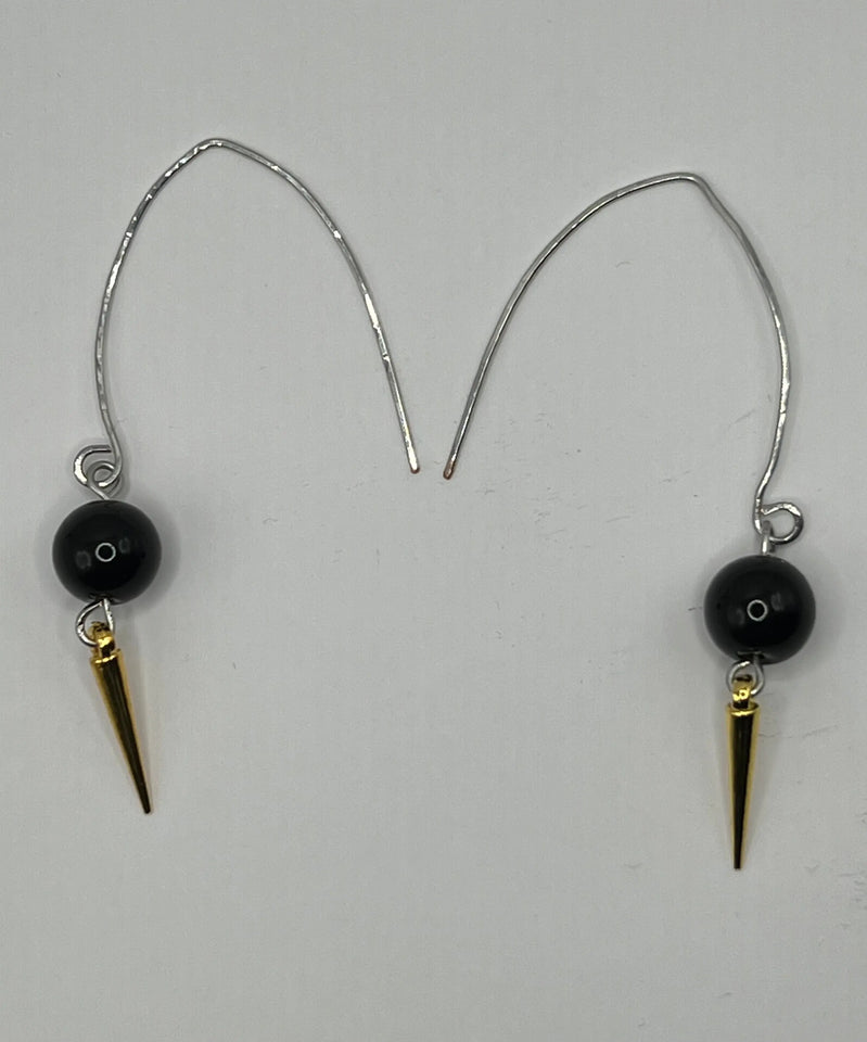 Black & Gold Dagger Earrings image 1