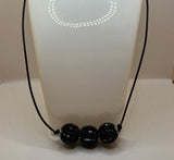 Faux Leather And Large Beaded Beads Necklace image 0