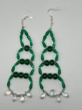 Green Glass And Acrylic Bead With Clear Acrylic Briolette Dangle Earrings image 1
