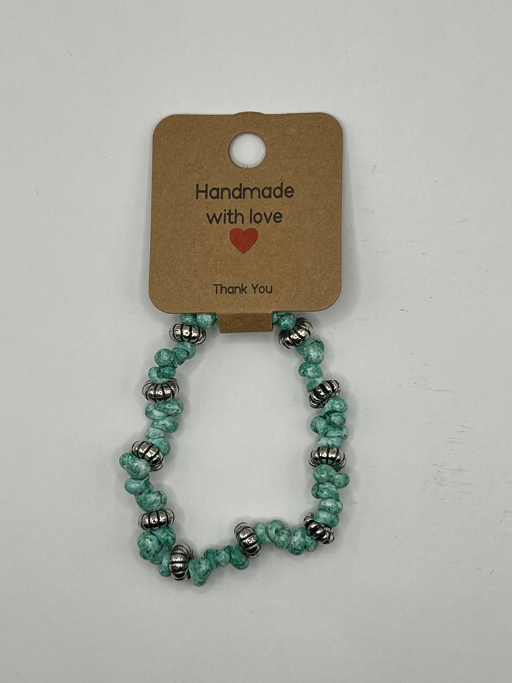 Faux HowliteAnd Antique Silver Spacers Stretch Bracelet image 2