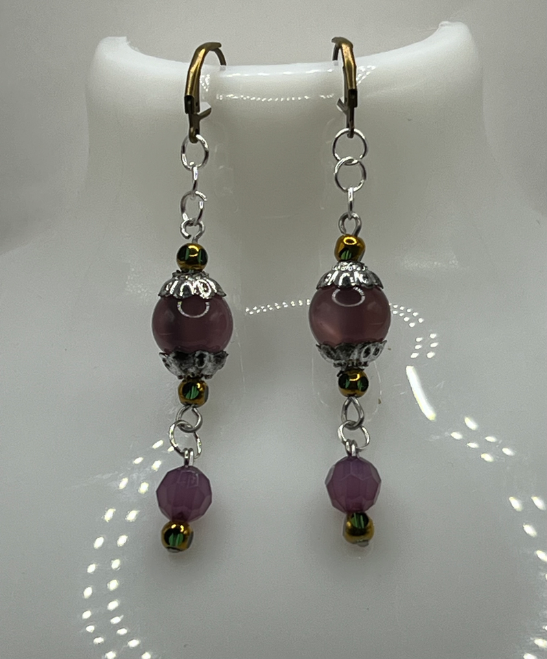 The Purple Flower Dangle Earrings image 0