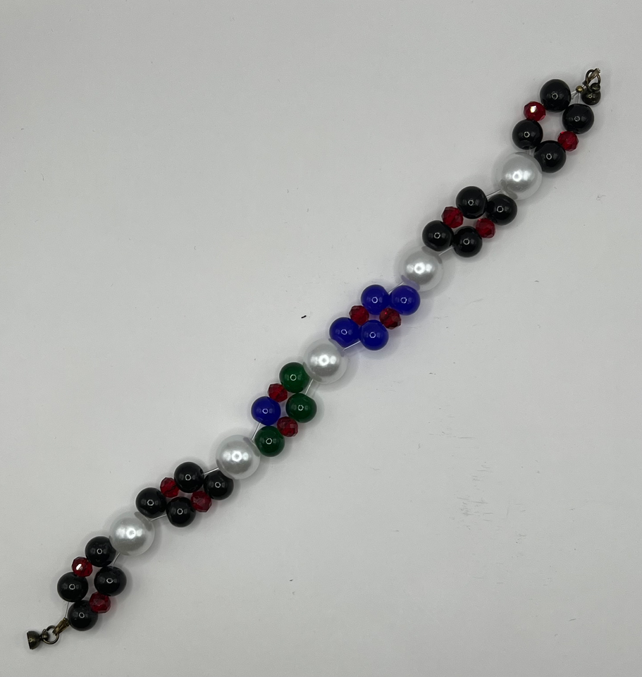 The Colourful Squares And Faux Glass Pearls Bracelets image 1