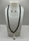 The Triple Faux Pearl Dangle Necklace And Earrings Jewellery Set image 0