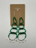 Green Glass And Acrylic Bead With Clear Acrylic Briolette Dangle Earrings image 2
