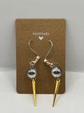 Beaded Ear Wire With Clear Glass Beads & Gold Dagger Earrings image 2