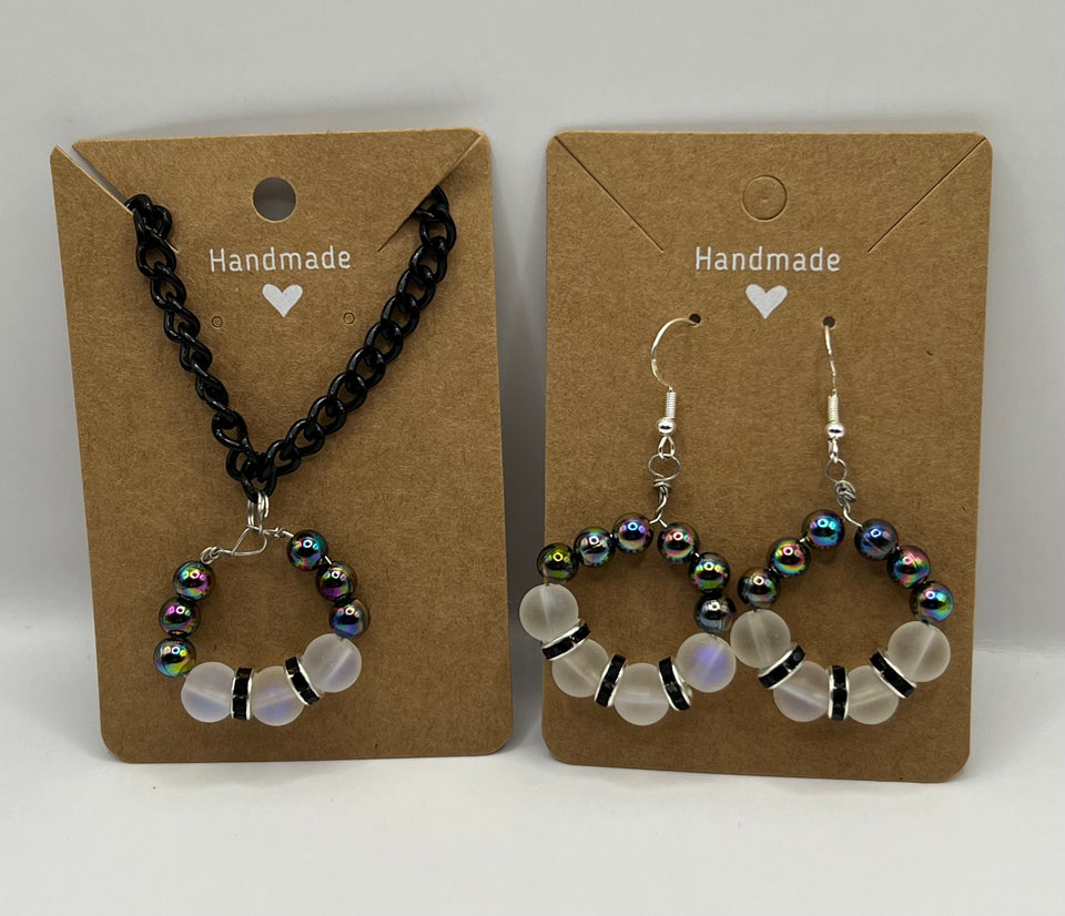 Moonstone And Shimmer Beads Circle Jewellery Set image 5