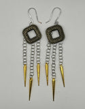 Hammer Square Links With Acrylic Gold Dagger Earrings image 1
