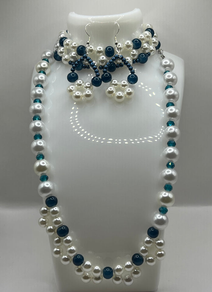 Faux Pearl Flower Jewellery Set image 0
