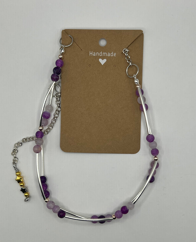 Curved Purple Gem Necklace image 2