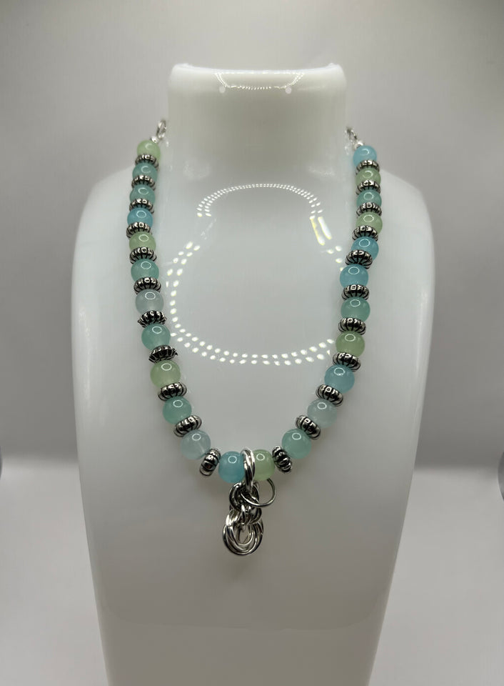 Light Blue and light green Trio Mobius Jewellery Set image 1
