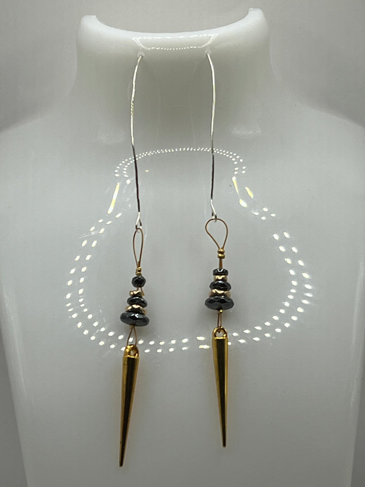 The Multi Hematite & Gold DaggerEarrings image 0