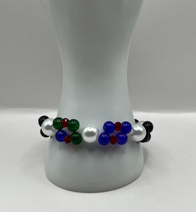The Colourful Squares And Faux Glass Pearls Bracelets image 0