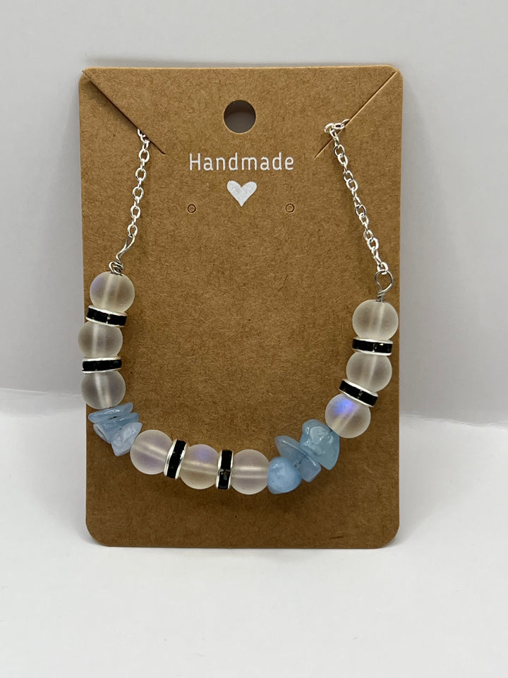 Moonstone & Aquamarine Stone Chip Necklace image 1