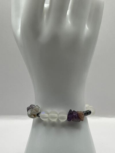 Moonstone, Hematite and Amethyst Stretch Bracelet image 0