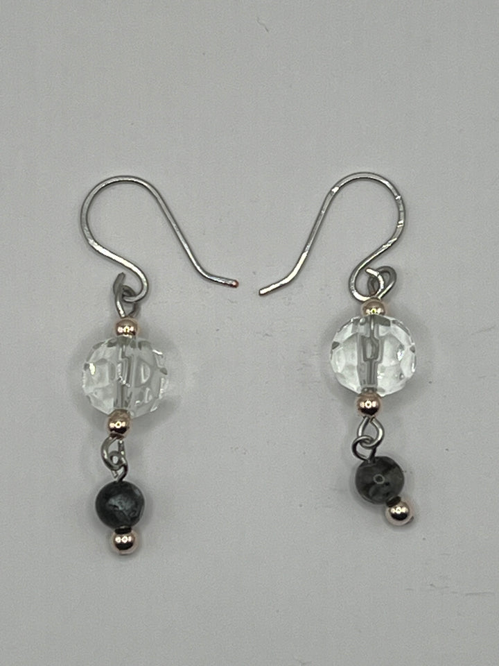 Faceted Clear Glasss With A HintOf Blue Goldstone Jewellery Set image 6