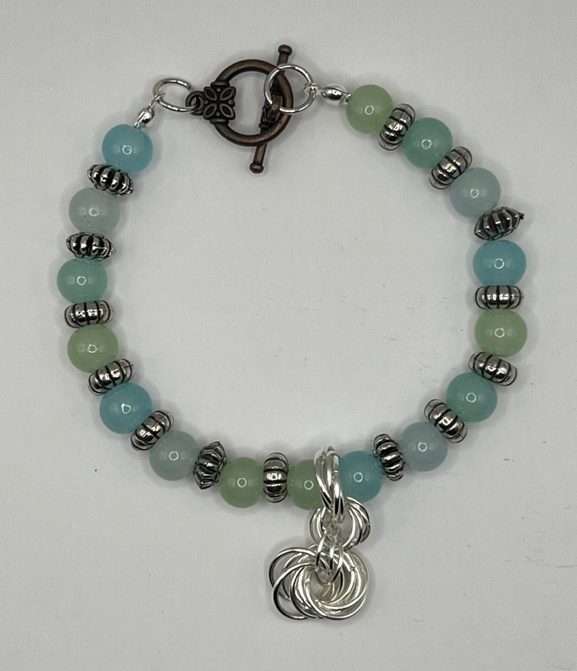 Light Blue and light green Trio Mobius Jewellery Set image 4