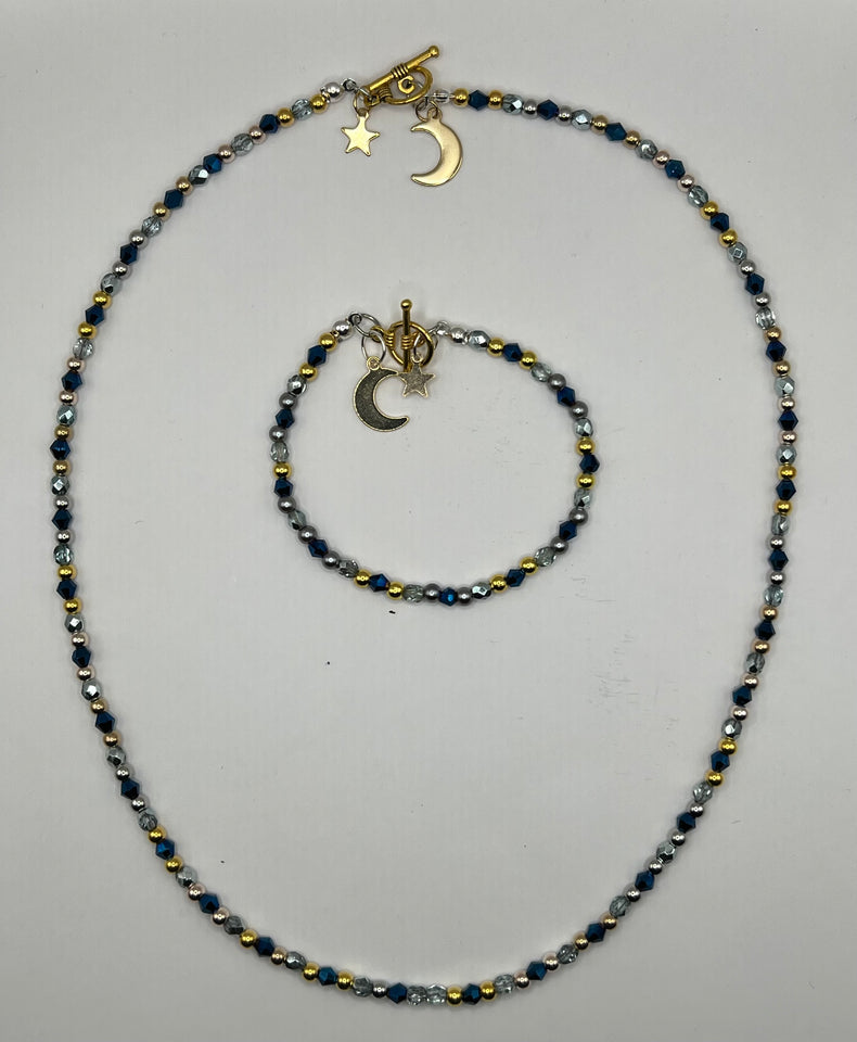 The Moon With the Stars Bracelet and Necklace Jewellery Set image 4