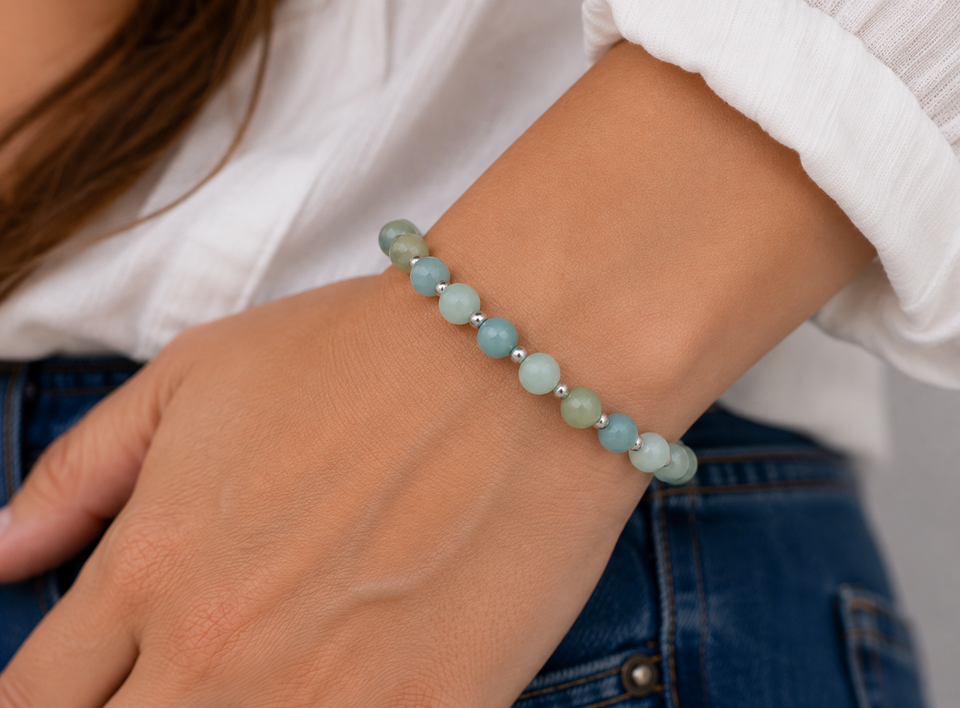 Amazonite Cha Cha Bracelet Kel's Lampworked Glass Jewellery & More