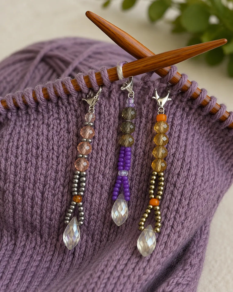 Beaded Stitch Markers – Set of 8 Kel’s Lampworked Glass Jewellery & More