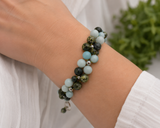 Amazonite & Serpentine Gemstone Squares Bracelet Kel's Lampworked Glass Jewellery & More