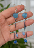 Blue Coin & Hearts Earrings Kel’s Lampworked Glass Jewellery & More